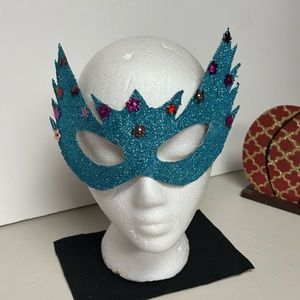 Glittered Turquoise Masquerade Face Mask